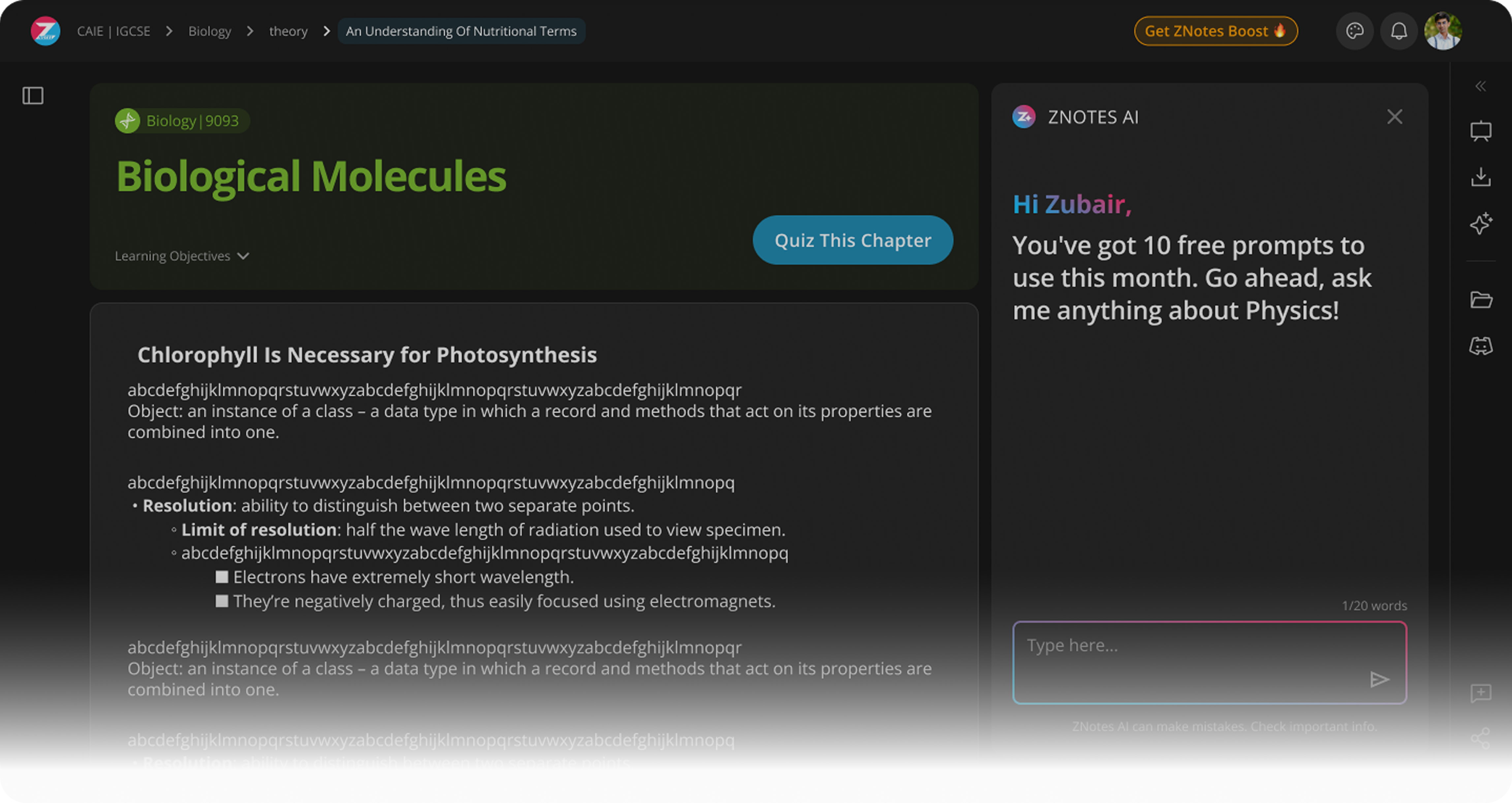 ZNotes study experience